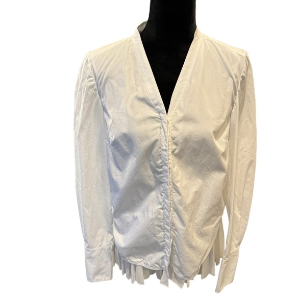 JASON WU GREY Long-Sleeve 2-in-1 Combo Poplin Top w/ Pleated Hem, Women's Size 6 - Picture 1 of 12